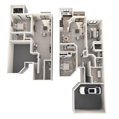 Floor plan for 3 beds, 3 baths, 2600 sqft